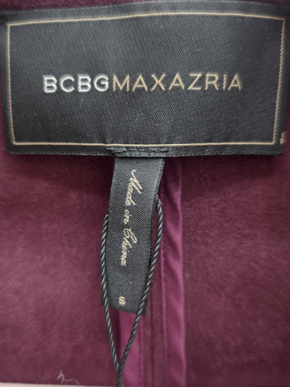 BCBGMAXAZRIA Women's Burgundy Open-Front Draped Blazer Jacket New Small - Picture 2 of 11